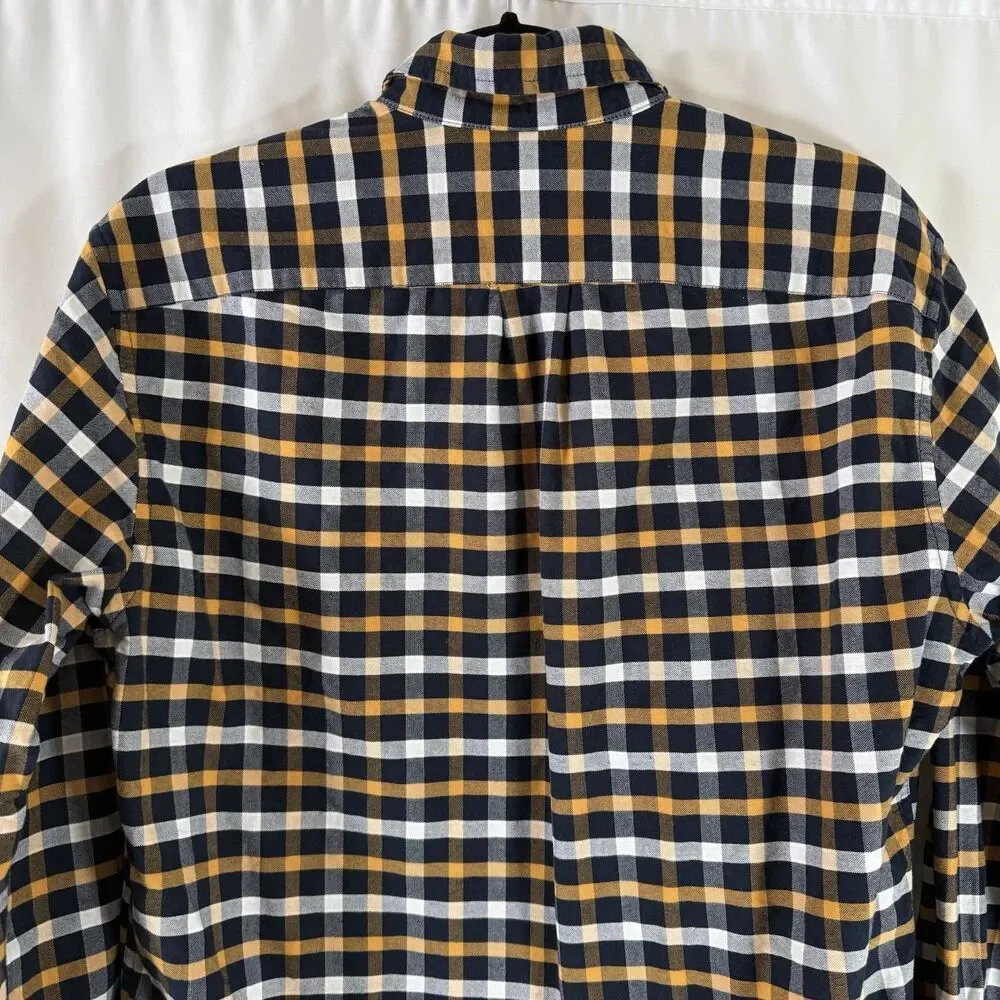 J. Crew Flex Oxford Button Up Shirt Men's Medium Slim Fit Blue Plaid Collared